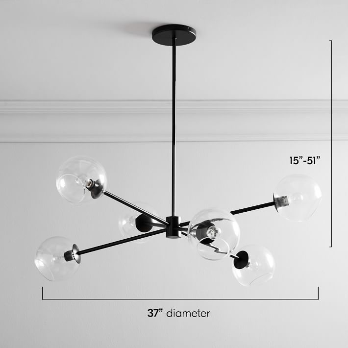 Staggered Glass Burst Chandelier Clear Bronze thumbnail 4