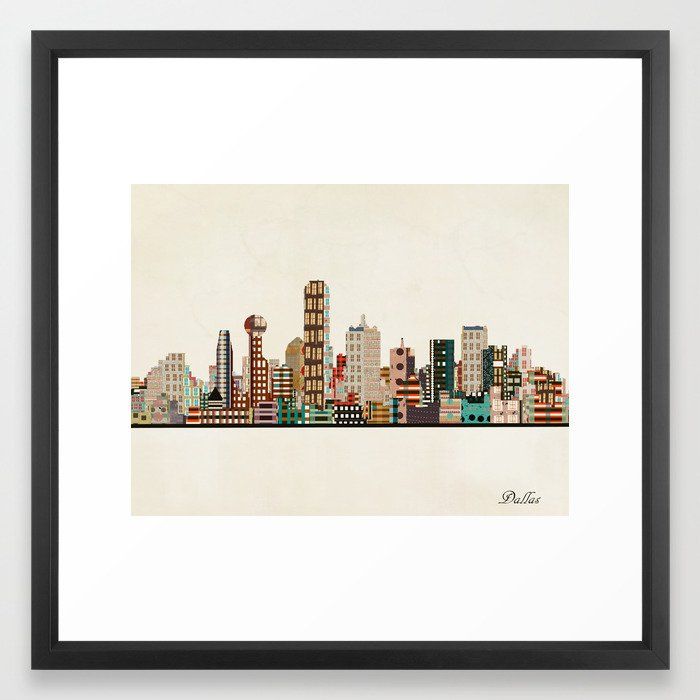 dallas skyline Art Print With Frame thumbnail 2
