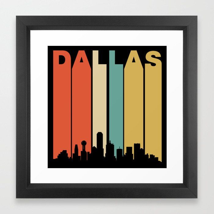 Retro Texas Cityscape Skyline Art Print With Frame thumbnail 2