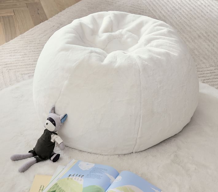 Ivory Faux Fur Anywhere Beanbag thumbnail 2