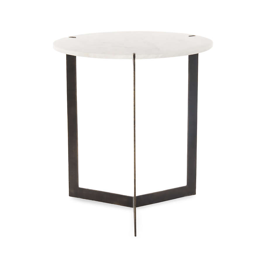 Kace White Marble End Table thumbnail 3