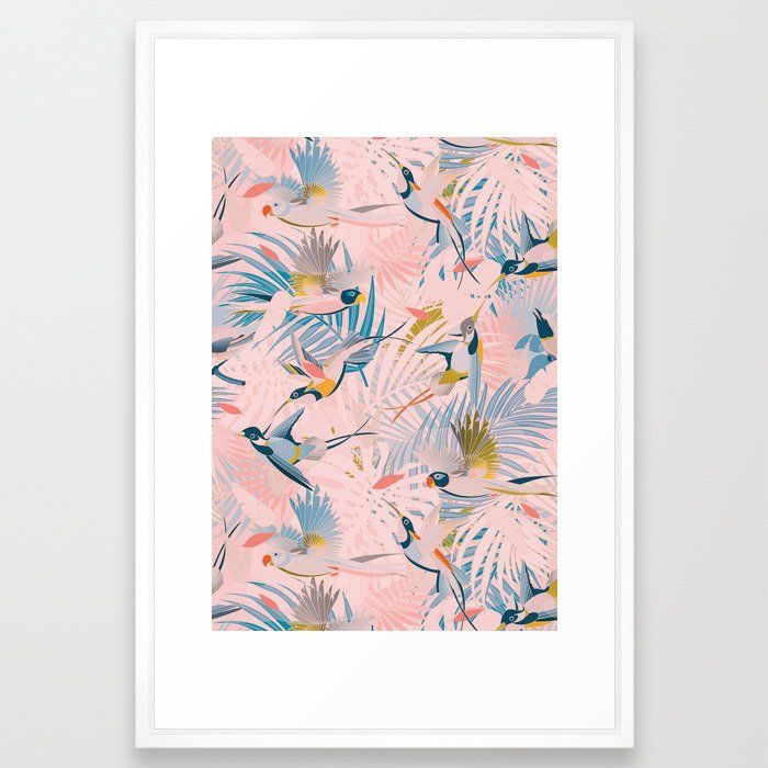 Pinky Sunny Boho Birds Art Print With Frame 24" x 36" thumbnail 2