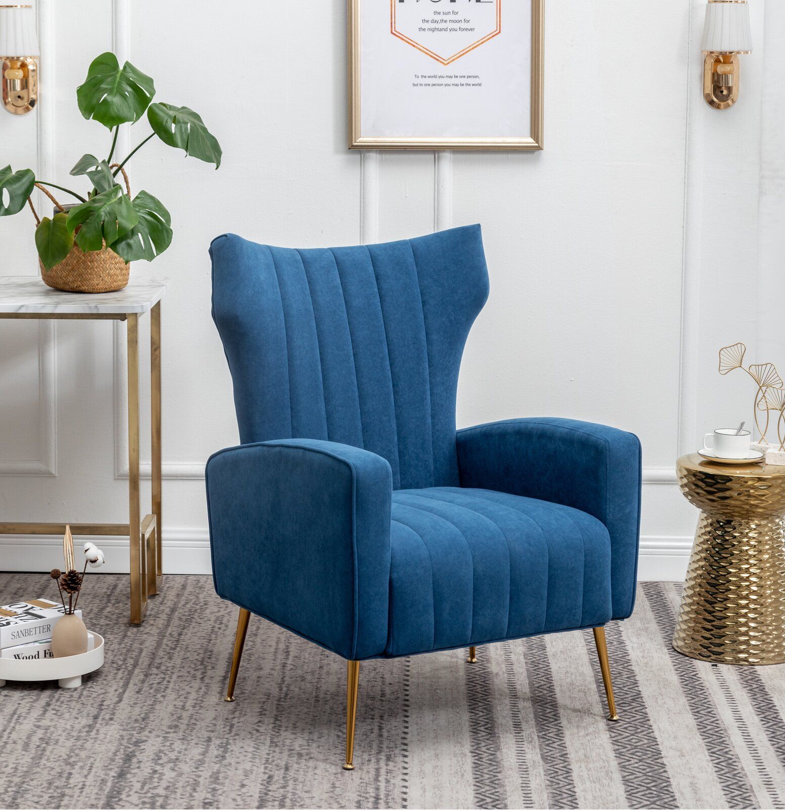 Lauretta Velvet Wingback Chair thumbnail 5