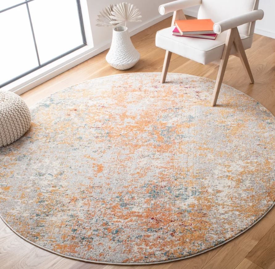 Agdal Abstract Ivory Orange Area Rug-6'7'' thumbnail 2