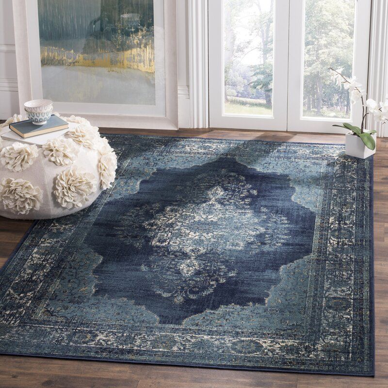 Moores Oriental Navy Area Rug-6'7''x9'2'' thumbnail 2