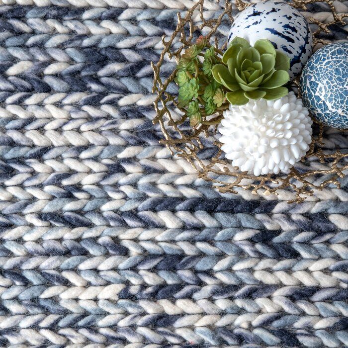 Mulfo Hand Braided Wool Navy Area Rug thumbnail 6