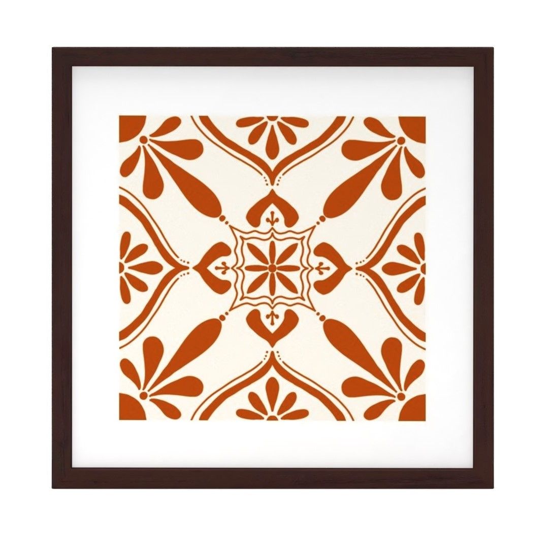 Terracotta Talavera Tile Art Print With Frame thumbnail 3