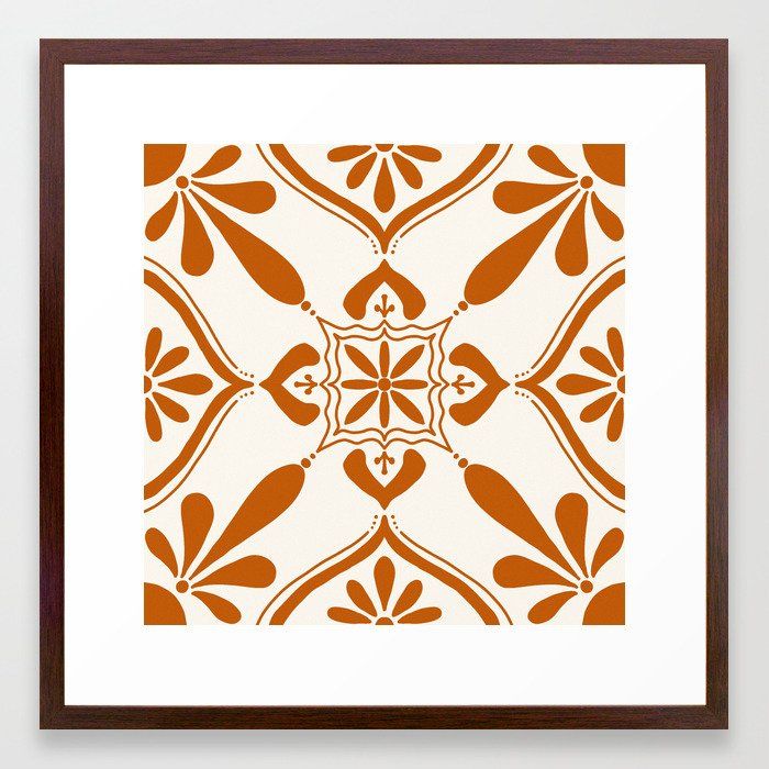 Terracotta Talavera Tile Art Print With Frame thumbnail 2