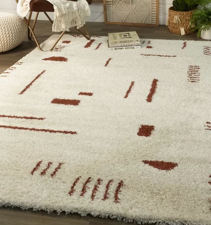 Dani Geometric Shag Ivory Burnt Orange Area Rug-7'10''x10' thumbnail 2