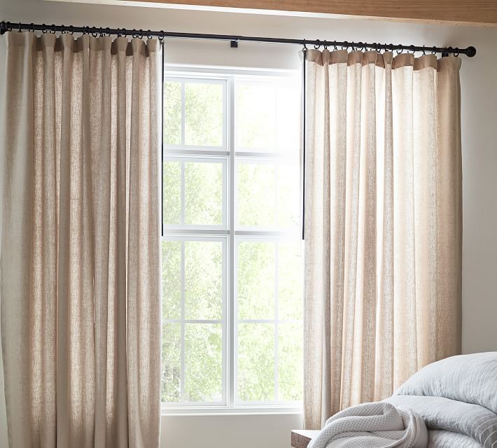Custom Belgian Flax Linen Rod Pocket Curtain Dark Flax thumbnail 3