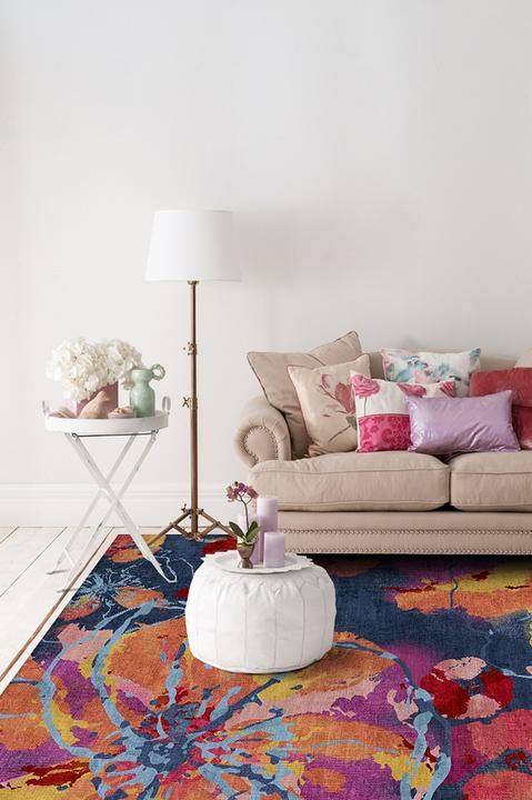 Watercolor Floral Navy Rug-8'x10' thumbnail 2
