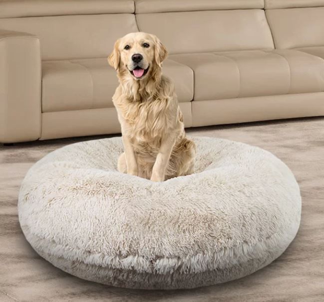 Bessie + Barnie Signature Short Shag Luxury Extra Plush Faux Fur Bagel Dog & Cat Bed thumbnail 3