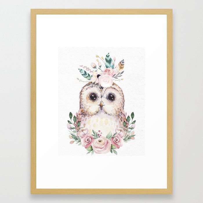 Forest Owl Floral by Nature Magick Framed Art Print with frame thumbnail 2