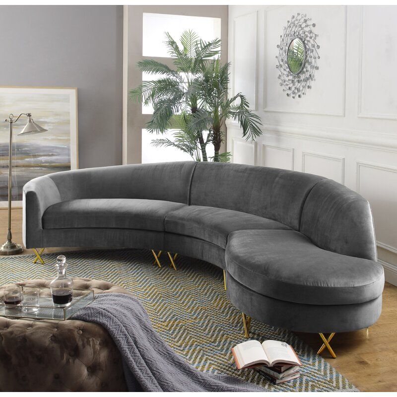Velvet Right Hand Facing Modular Corner Sectional thumbnail 3