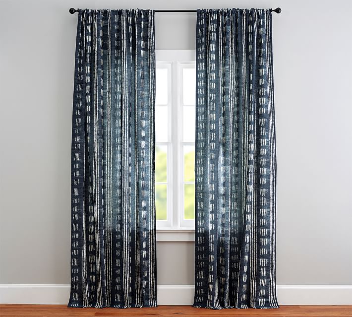 Shibori Dot Linen Cotton Rod Pocket Curtain thumbnail 2