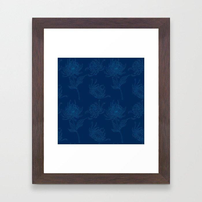 Ocean Blue Dahlia Flowers Art Print With Frame-10"x12" thumbnail 2