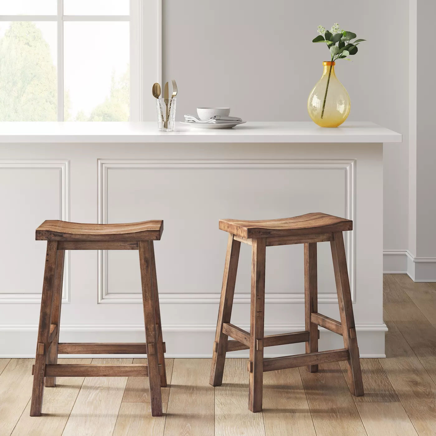 Halifax Farmhouse Wood Counter Height Barstool thumbnail 4