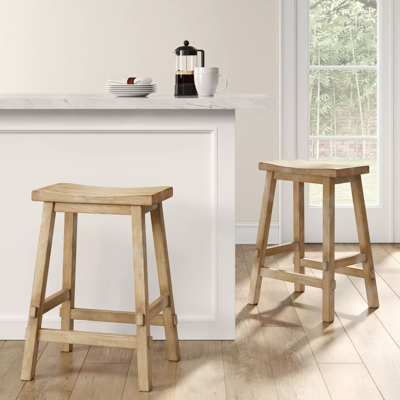 Halifax Farmhouse Wood Counter Height Barstool thumbnail 4