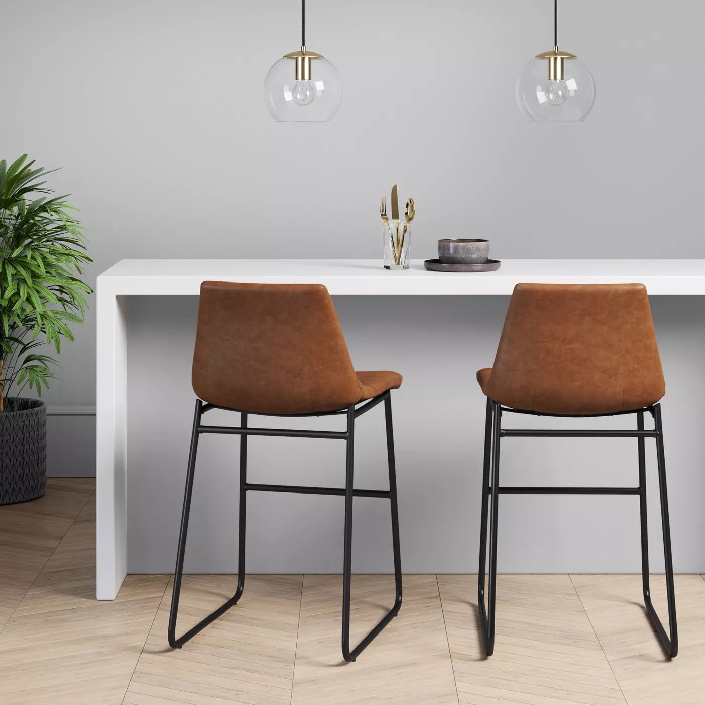 Bowden Upholstered Molded Faux Leather Counter Height Barstool thumbnail 5