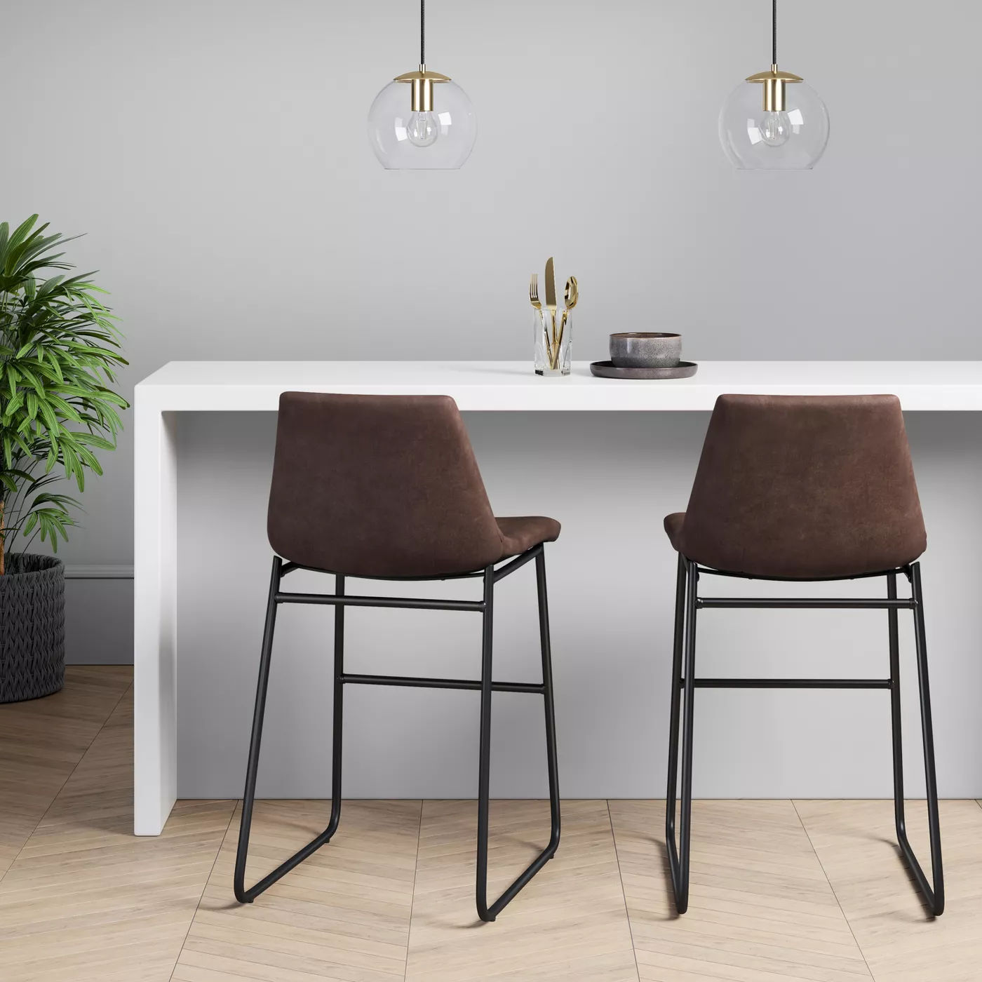 Bowden Upholstered Molded Faux Leather Counter Height Barstool thumbnail 5