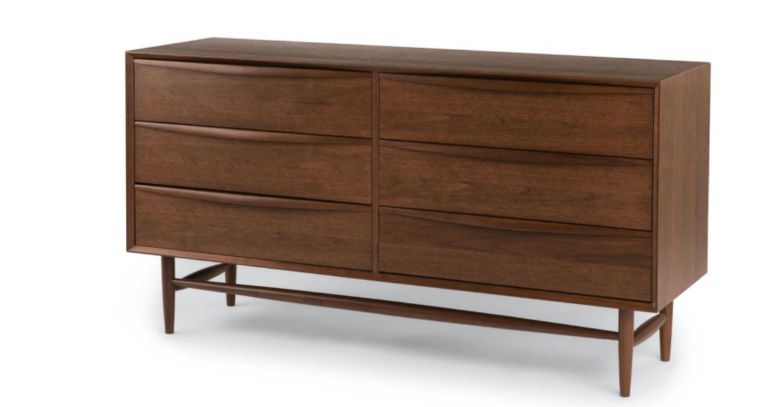 Lenia Walnut 6 Drawer Double Dresser thumbnail 3
