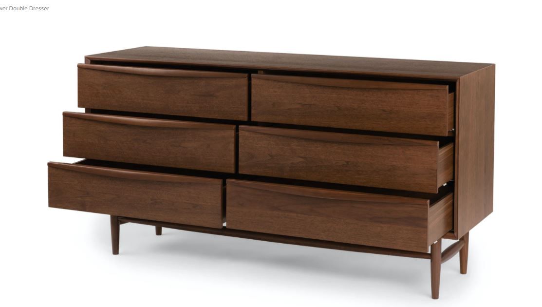 Lenia Walnut 6 Drawer Double Dresser thumbnail 4