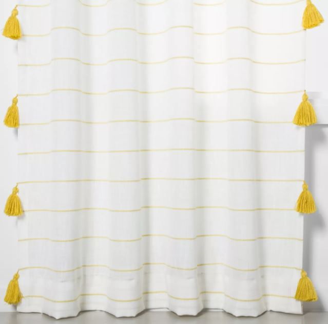 Contrast Stripe Light Filtering Curtain Panel with Tassels Opalhouse thumbnail 2