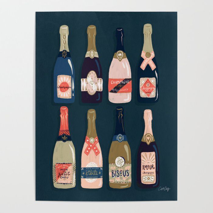 French Champagne Collection Teal Poster 18''x24'' thumbnail 2