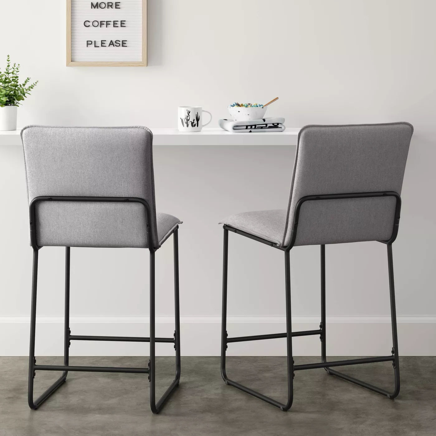 Upholstered Counter Height Barstool with Metal Frame thumbnail 5