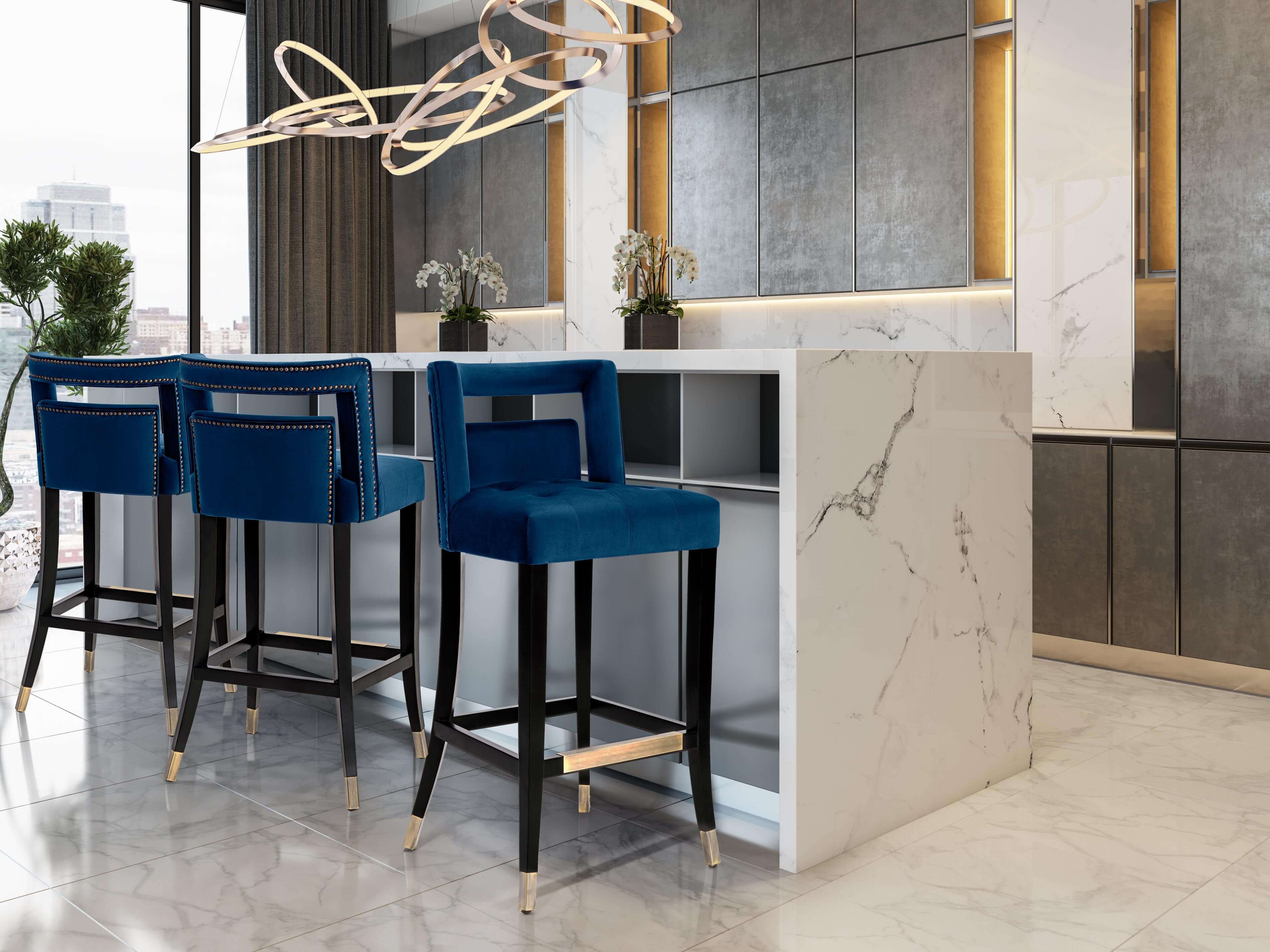 HART NAVY VELVET COUNTER STOOL thumbnail 5