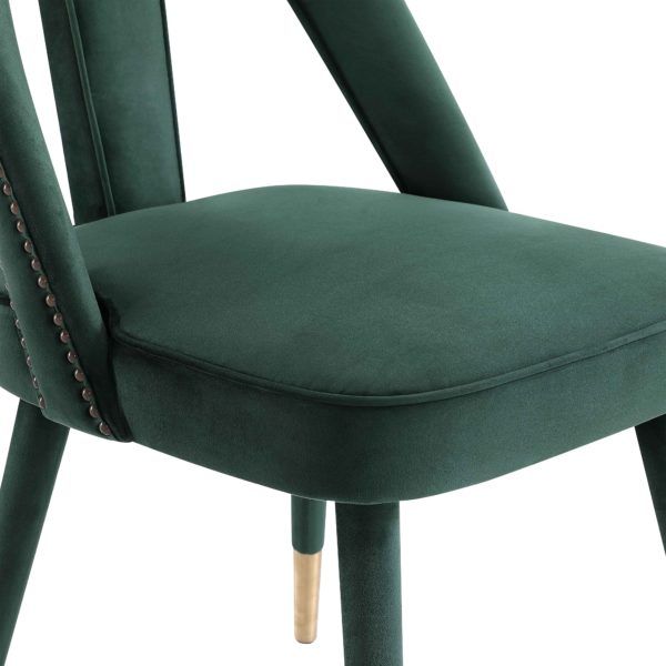Graceful forest green velvet side chair thumbnail 3