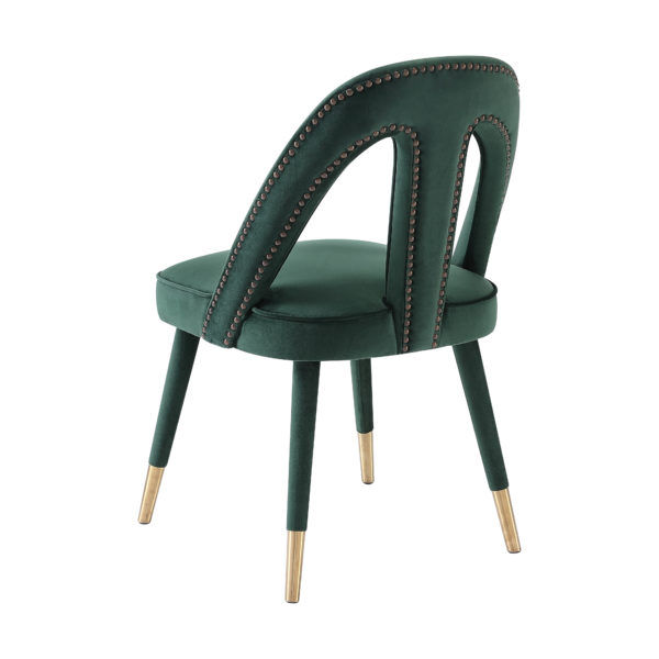 Graceful forest green velvet side chair thumbnail 2