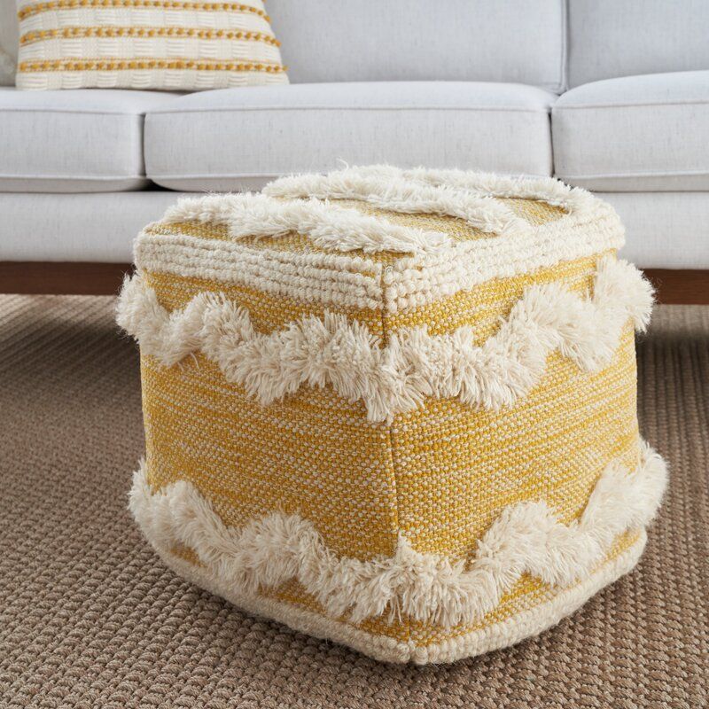 Senters Textured Square Chevron Pouf Ottoman thumbnail 5