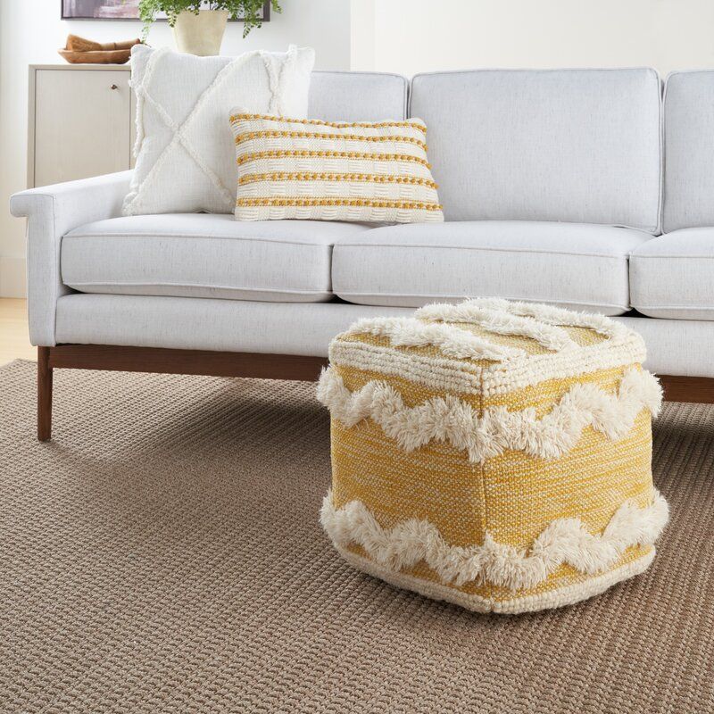 Senters Textured Square Chevron Pouf Ottoman thumbnail 6
