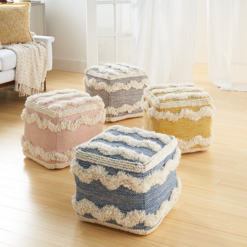 Senters Textured Square Chevron Pouf Ottoman thumbnail 7