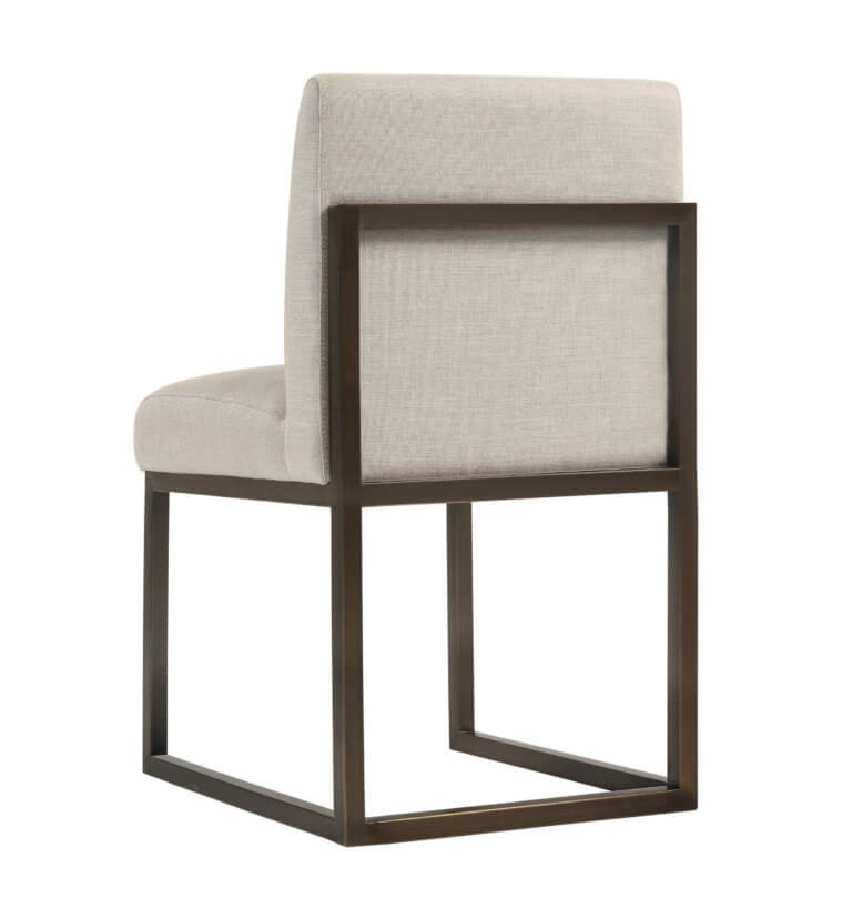 sleek beige linen chair in brass thumbnail 2