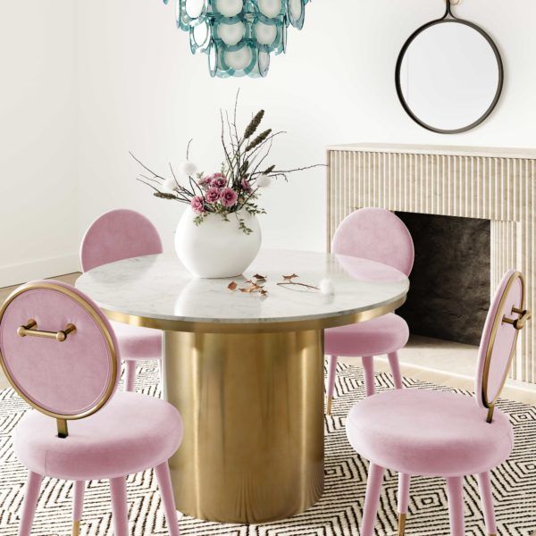 ella bubblegum velvet dining chair thumbnail 5