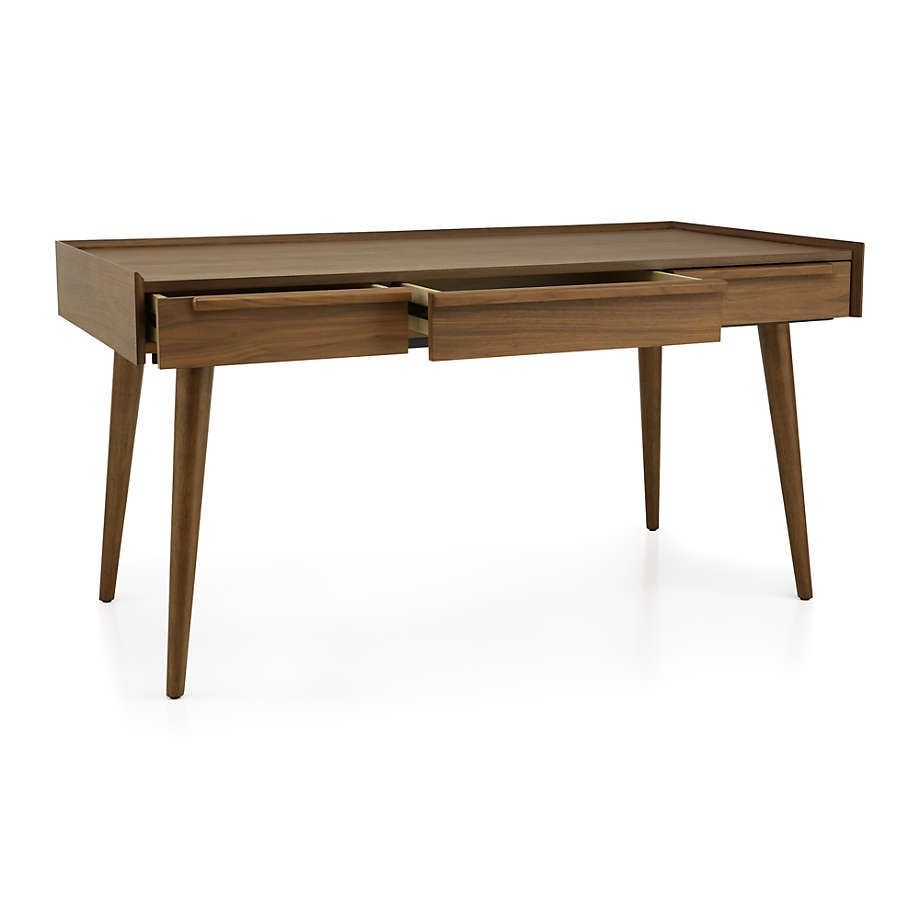 Tate Walnut Desk with Power Outlet thumbnail 2