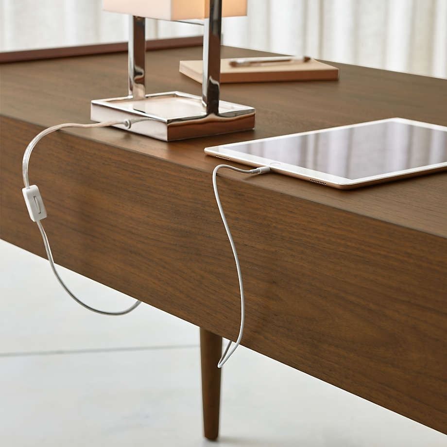 Tate Walnut Desk with Power Outlet thumbnail 7