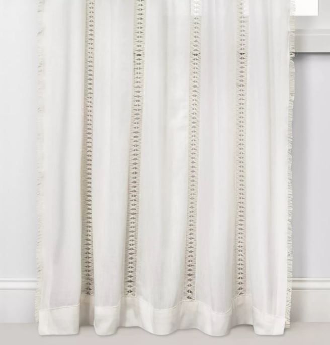 Lace Trim Light Filtering Curtain Panel  thumbnail 2