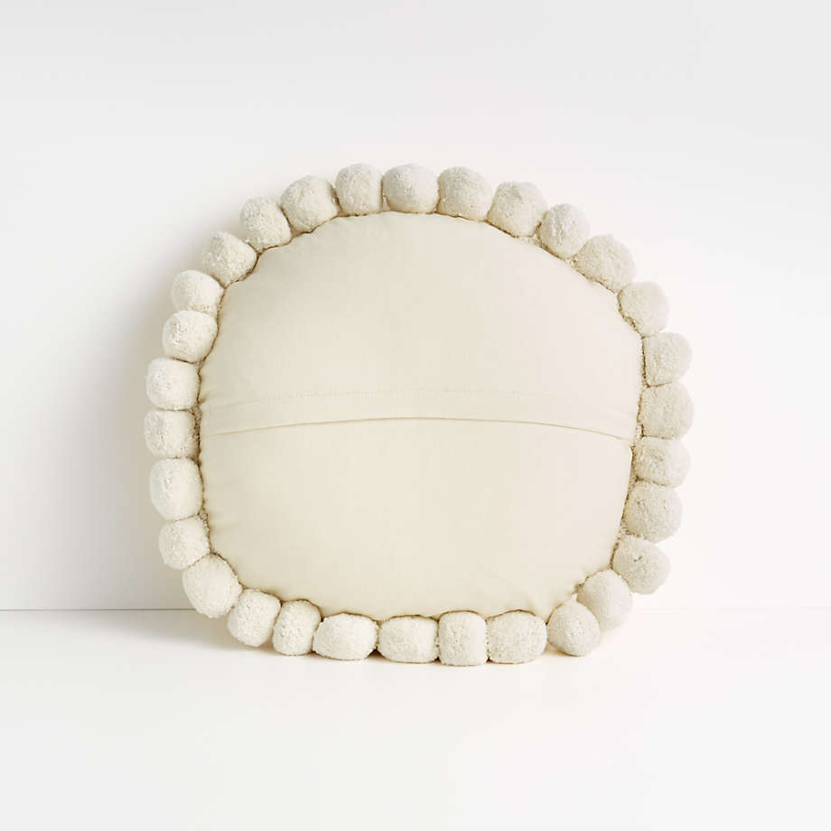 Pico White Round Pom Pom Pillow thumbnail 3