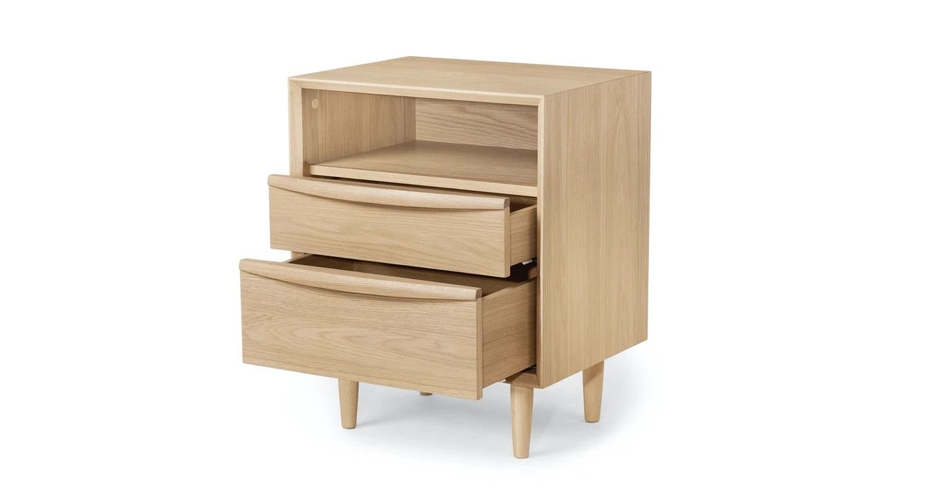 Lenia White Oak 2 Drawer Nightstand thumbnail 2