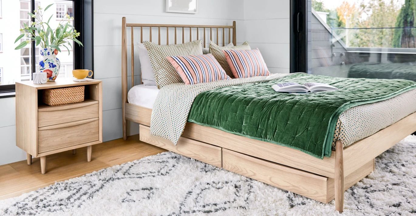 Lenia White Oak 2 Drawer Nightstand thumbnail 3