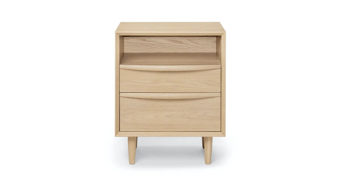 Lenia White Oak 2 Drawer Nightstand thumbnail 4