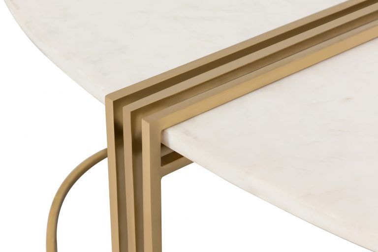 CALEB OVAL WHITE MARBLE COCKTAIL TABLE thumbnail 4