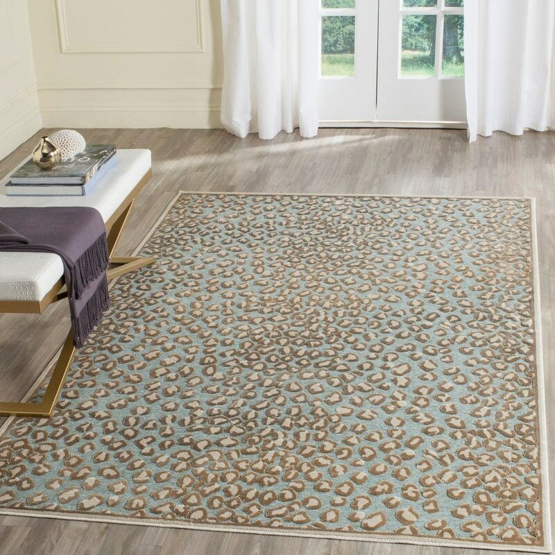 Banerjee Animal Print Stone Aqua Area Rug-8'x10' thumbnail 2