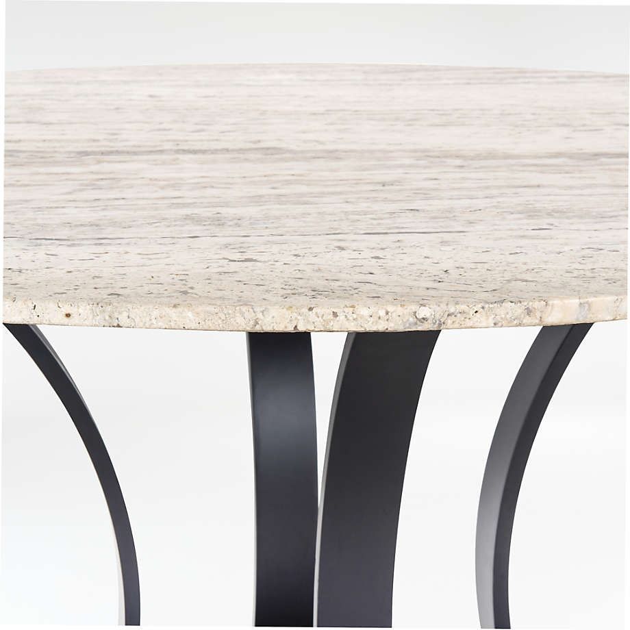 Damen White Travertine Marble Top Dining Table thumbnail 4