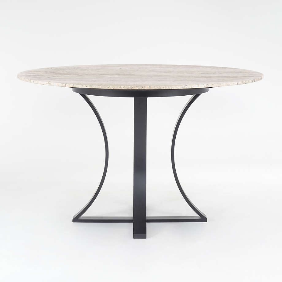 Damen White Travertine Marble Top Dining Table thumbnail 2