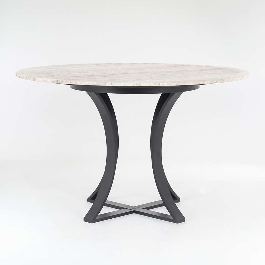 Damen White Travertine Marble Top Dining Table thumbnail 3