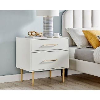 Gloria 2 Drawer Nightstand White Linon thumbnail 2